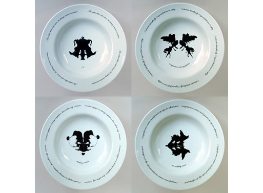 Ink Blot Dinner Plate Series by Kathleen Walsh