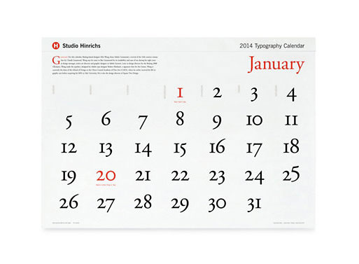 365 Typography Calendar, 2014