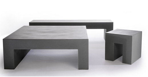 Minimal Cube, Bench, and Table by Heller