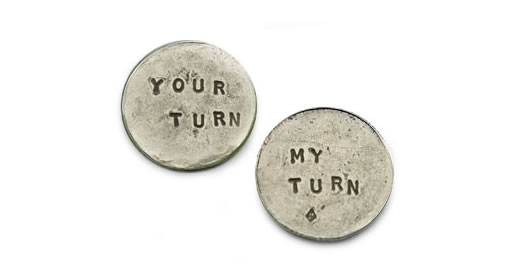 my turn / your turn coin by Tamara Hensick