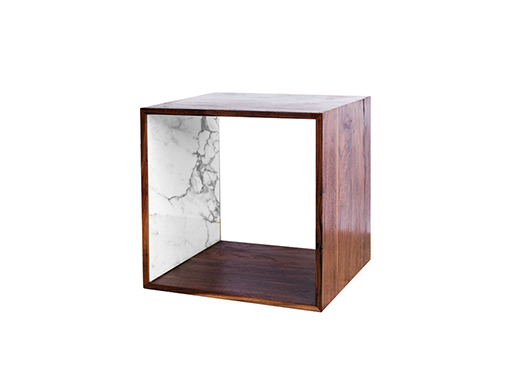 Walnut and Marble Storage Cube