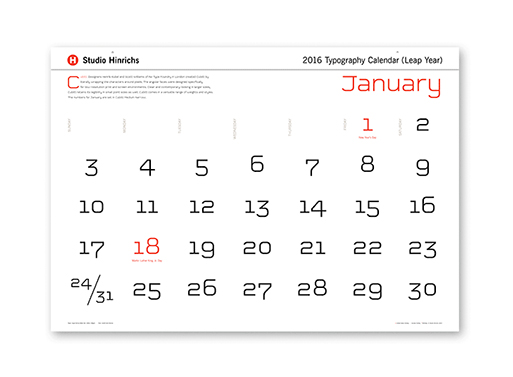 365 Typography Calendar 2016