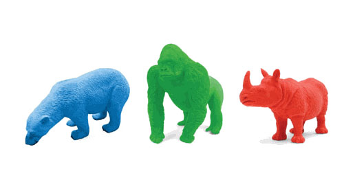 Kikkerland Erasers- Rhino, Gorilla and Polar Bear