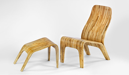 Tre Bamboo Lounge Chair and Ottoman