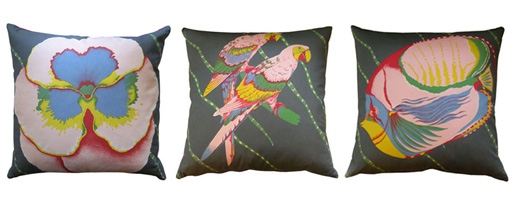 Floral, Parrot, and Fish Cushion