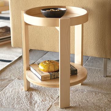 birch wood tray side table
