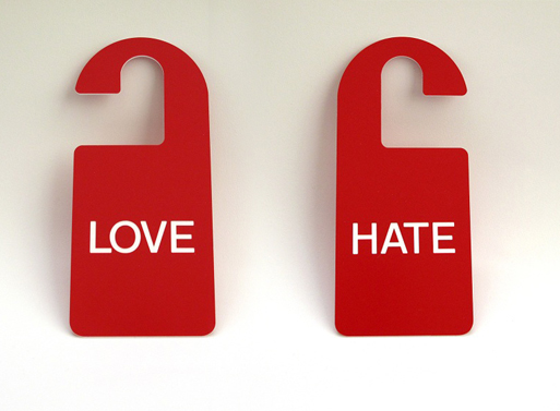 Love/Hate Door Sign