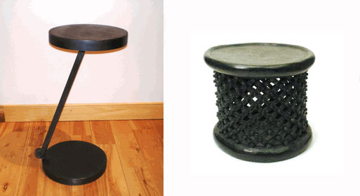 Offset Side Table and Bamileke Stool