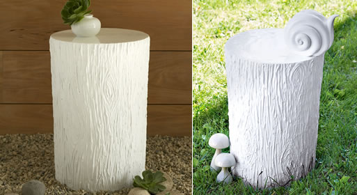 resin tree-stump side table