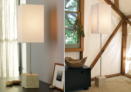 Stone-base Table & Floor Lamps