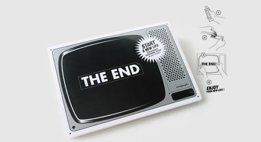 Electrostatic removable “the end” sticker for your television