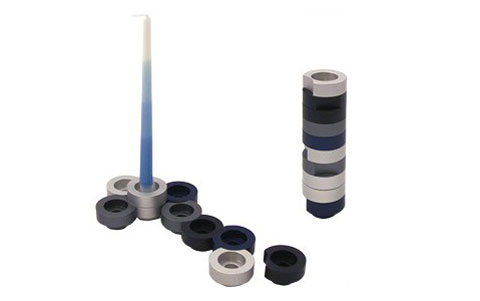 Blue & Silver Stackable Travel Menorah