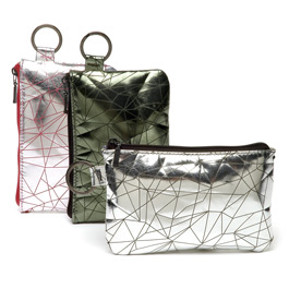 Metallic Prisma Print Leather Pouch