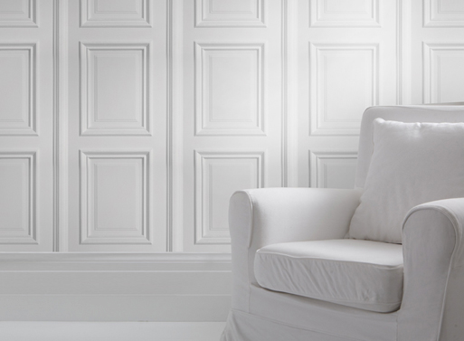 White Panelling wallpaper