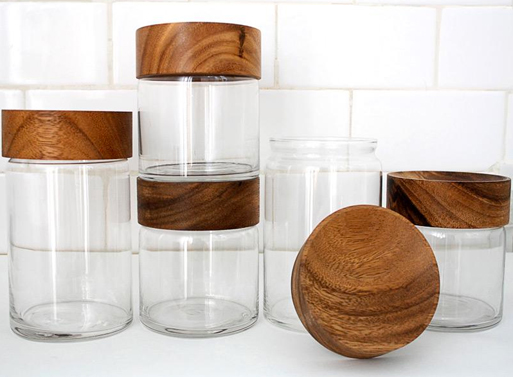 Wood Glass Canisters